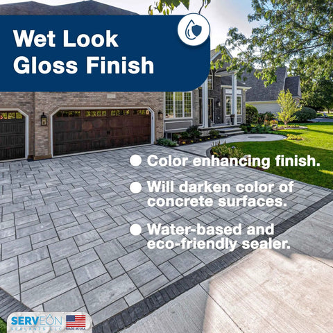 Tough As Nails Concrete Driveway Sealer Delivering A Dang Smooth Wet Look Finish With High Shine Gloss Protection One Gallon applied on driveway.