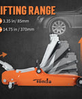 Low Profile Hydraulic Floor Jack, 2.5 Ton Capacity, Heavy Duty Trolley Jack For Cars And SUVs, The Workhorse Lifts 3.35-14.57 Inch, Orange