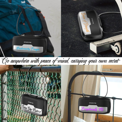Portable Security Lockbox With Steel Cable And 7 Layer Protection Personalizable Access Module on various surfaces