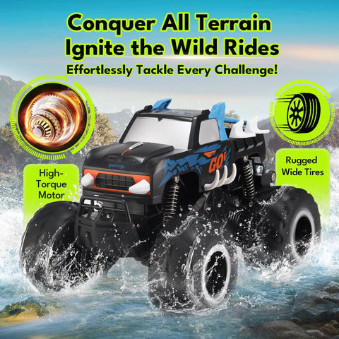 1to16 Scale Totally Waterproof Monster Truck RC Car Amphibious Remote Control Vehicle 4WD All Terrain Off Road Toy for Kids