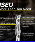 ISEU Carbide Spiral Router Bits Up Cut Set specifications and applications display
