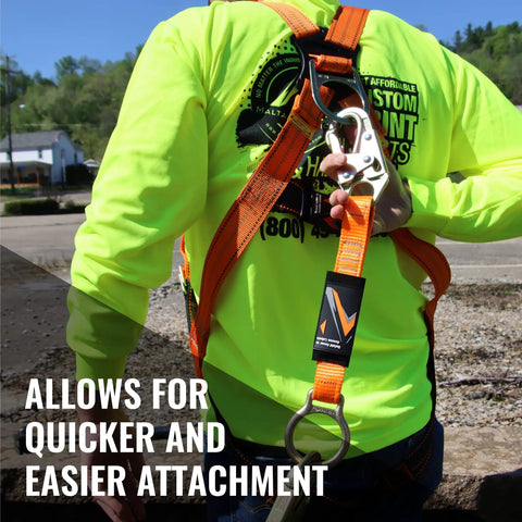 18 Inch D Ring Extender With Snap Hook For Fall Protection And Roofing OSHA ANSI Compliant Lanyard Attachment Extender in use