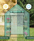 Spacious 3 Tier Walk In Greenhouse Kit With 6 Shelves And Durable PE Cover, features UV protection and waterproof design