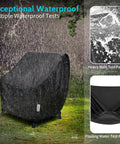 Waterproof Patio Chair Covers Two Pack All Weather Outdoor Furniture Protection With UV Resistance Windproof Straps And Air Vents Fits Chairs Up To Thirty Five Inches Wide Thirty Eight Inches Deep And Thirty One Inches High Black.