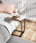 Set Of 2 C Shaped End Tables For Couch With Curved Legs Space Saving Under Sofa Side Tables Slide Under Sofa Or Bed