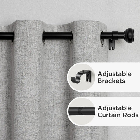 Heavy Duty Black Curtain Rod Adjustable From 32 To 88 Inches 1 Inch Diameter Decorative Drapery Rod With Resin Finials