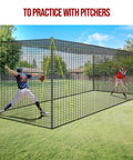 Portable Baseball And Softball Batting Cage 22ft By 12ft By 8ft With Pitching Machine Hole in backyard setup