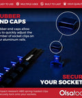 Half Inch Drive Socket Organizer Rail That Holds Sixteen Sockets For Impact Or Chrome Sets with removable rubber end caps.