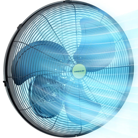 Beastly 20 Inch High Velocity Metal Industrial Oscillating Wall Fan With Three Speed Settings Up To 5300 CFM for large spaces