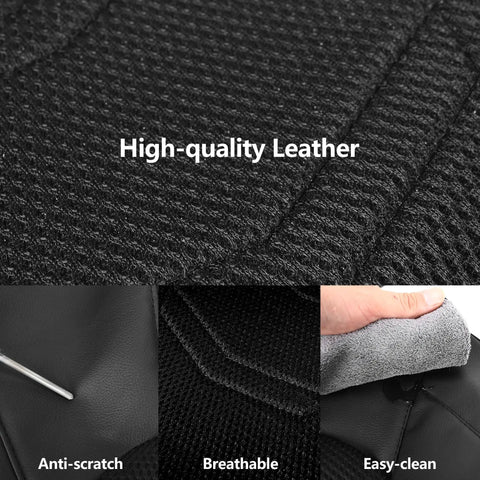 Leather Car Seat Covers Full Set For SUV Truck And Sedan Breathable And Anti Slip Sporty Black material features up close