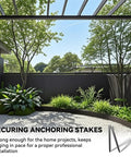 Landscape Edging Stakes Set, 13 Piece, 8 Inch Corrugated Metal Garden Stakes supporting a stylish black lawn border