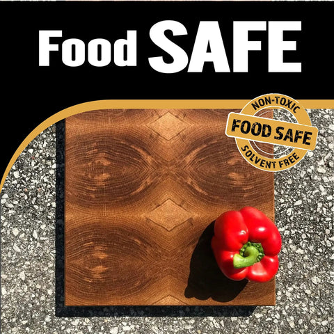 Dope Wood Butter Finish 9 Oz Glass Jar Food Safe Solvent Free Non Toxic Easy Apply Top Coat on wooden board with pepper