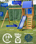 Augusta Cedar Wooden Swing Set With Heavy Duty A Frame 6ft Double Wall Slide 2 Height Adjustable Swings Rock Climber Sandbox