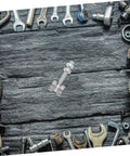 Heavy Duty Stainless Steel Sliding Door Pulley With Double Bearing Track Roller in a workshop setting surrounded by tools.