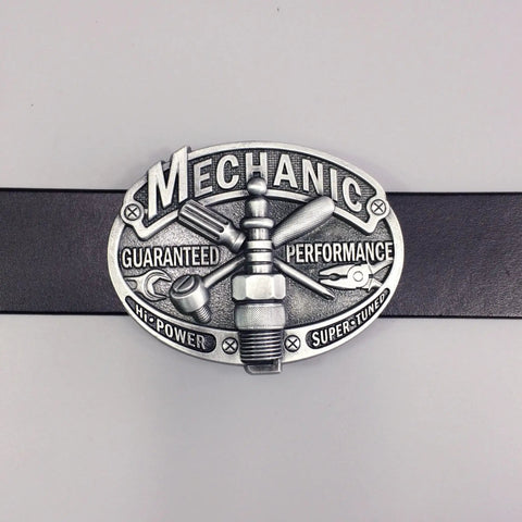 Antique Silver Mechanic Belt Buckle For Tradesman Style Zinc Alloy With Stainless Steel Back Loop Fits Up To 40 mm Wide Belts