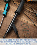 Professional Grade Upholstery Spring Stretcher Tool For Couch And Recliner No Sweat Diy Repairs with screwdriver and spring.