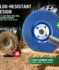 Premium Tungsten Carbide Carving Wheel For Angle Grinder with a clog-resistant design and open teeth for fine dust clearing.
