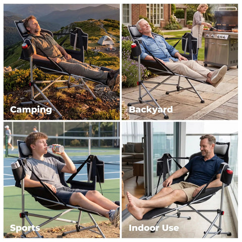 Oversized Hammock Camping Chair With Footrest, Swing Rocker Design, adjustable for camping, backyard, sports, and indoor use.