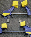 Tool Free 90 Degree Corner Clamp Adapter For Woodworking And Metalworking Projects No Fuss Quick Setup Corner Link That Boosts Your Work Efficiency And Helps You Nail Precise Right Angles On Any Project, blue plastic clamp with yellow pads