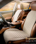Faux Linen Front Car Seat Cover Non Slip Bucket Seat Protector For Most Cars SUVs Vans Trucks Machine Washable Airbag Compatible Light Beige