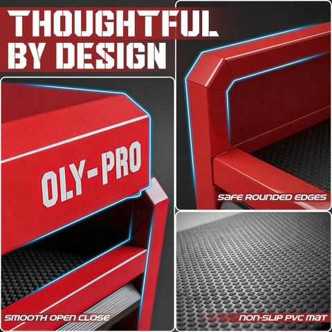 Mini Toolbox With Two Drawers And Top Storage In Durable Steel Smooth Glide Ball Bearing Slides Portable Tool Box Organizer