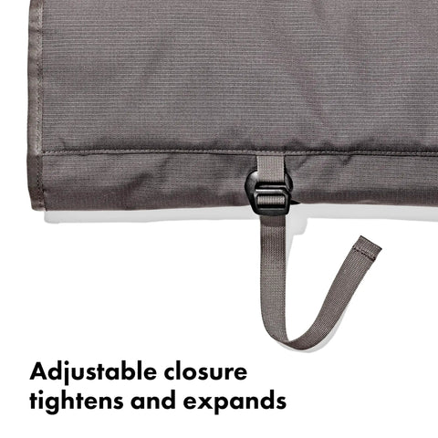Close-up of adjustable strap on Outdoor Camp Kitchen Tool Roll Organizer For Travel And Camping showing durable closure.