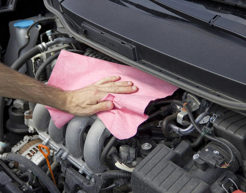 Top Dollar Premium Hydrospun Wiper Rolls In Vivid Red, Twelve By Thirteen Inch Heavy Duty Sheets used for wiping engine parts.