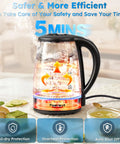 Clear Glass Electric Kettle 2L Fast Boil With Auto Shut Off Boil Dry Protection BPA Free Stainless Steel Lid And Base