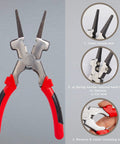 8 Inch MIG Welding Pliers Set For Spatter Removal And Wire Brush Anti Rust Construction shown with usage features