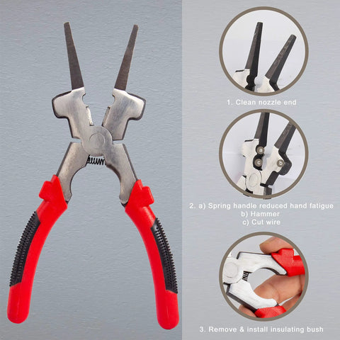 8 Inch MIG Welding Pliers Set For Spatter Removal And Wire Brush Anti Rust Construction shown with usage features