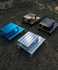 Ultralight Compact Mini Beach Picnic Folding Aluminum Table With Carry Bag Nature Finish in various colors on grass