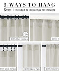 108 Inch Linen Look Curtains Set Of 2 Panels For Ceiling Track System With Hooks Sheer Light Filtering Cream Color Hanging Options