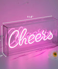 Neon Sign USB LED Light Up Bar Sign For Party Home Decor Desk Lightbox 3D Wall Neon Lamp with 'Cheers' text in pink