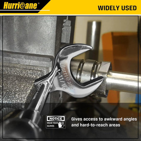 1/2 Inch Drive Crowfoot Wrench Set, 14 Piece Jumbo Flare Nut Tool Kit With Storage Tray in use on a piping system.