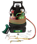 G150 Series J Cut Portable Tote Torch Kit With Tanks Included, easy carry ergonomic handle, lightweight durable gas cutting gear, tools shown