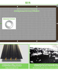 Diagram of Ninety Percent Shade Cloth For Garden Greenhouse Patio And Backyard With Reinforced Grommets Six Point Five By Ten Feet UV Resistant Sun Block Mesh showing dimensions and features