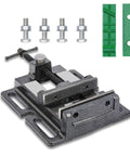 Heavy Duty Drill Press Vise 4 Inch Bench Vise with Quick Adjust Jaw Clamp and Multi Groove Soft Jaw Pads, bolts included