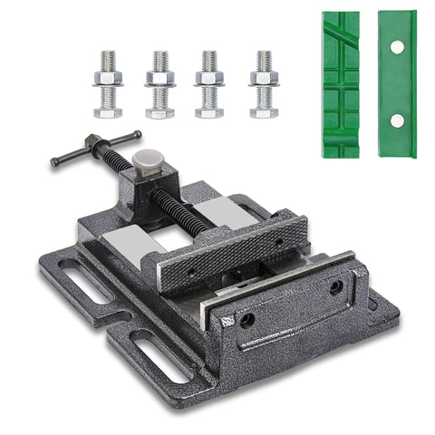 Heavy Duty Drill Press Vise 4 Inch Bench Vise with Quick Adjust Jaw Clamp and Multi Groove Soft Jaw Pads, bolts included