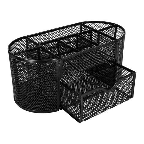 Solid Mesh Desk Organizer Featuring A Roomy Pullout Drawer And Rugged Steel Office Caddy Storage To Sort Your Gear And Level Up Your Daily Grind Workstation In Black