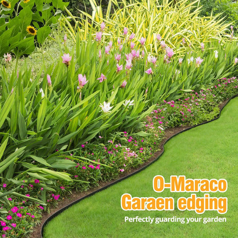 Heavy Duty 33 Foot Landscape Edging No Dig Plastic Garden Border Two Inch Tall Strong Border With 30 Anchoring Spikes Easy Installation In Sun And Rain Black along flower bed