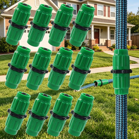 12 Pack Expandable Garden Hose Repair Kit With Dual Channel Leak Proof Connectors And Heat Resistant Green Coating For 25 50 75 100 Ft Fixing Burst Tubes Quick And Easy Garden Essentials on hose