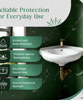 22 Inch Corner Wall Mounted Bathroom Sink White With Overflow No Hardware Model 87333 in bathroom corner with green wall.
