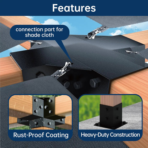 Heavy Duty Pergola Bracket Kit 4x4 With 5 Way Corner Bracket And Base Middle Support For Large Awnings Connects Extended Pavilion Wood Beams For Gazebos And Wood Sheds Rust Resistant Coated Steel