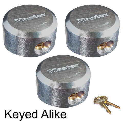Three Pack ProSeries Padlocks With Beefy Reinforced Hidden Shackle, Rekeyable Pin Tumbler, Keyed Alike, Chrome Finish, Two Seven Eight Inch Wide, Built For Serious Commercial And Industrial Security, Great For Transit And Vending