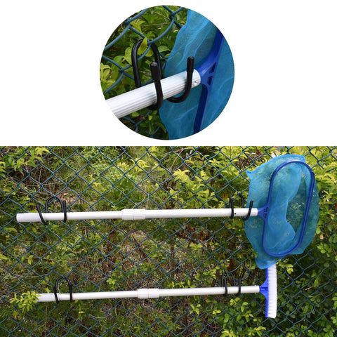 Two Expandable Chain Link Fence Hangers For Holding Poles, Brushes, Leaf Rakes And Light Gear Up To 4 Lb, Adjustable, Secure Grip