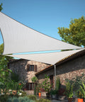 Heavy Duty Grey Shade Sail 24 Ft By 24 Ft By 24 Ft For Patio And Carport UPF50 Triangle Canopy Water Permeable installed over patio