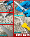 Tough As Nails Self Leveling Concrete Crack Filler Smooth Flow Formula for Driveway Patio Walkway and Tile Joints being applied to a crack.