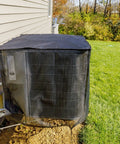 All Season Outdoor AC Unit Cover With Full Mesh And Detachable Waterproof Top on 28x28x32 inch unit next to house