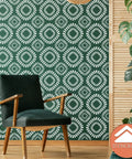 Room decorated with Big Floral Wall Stencil Set 24 By 38 Inches XL Allover Pattern With Free Edging Stencil Two Piece Kit For Painting Walls