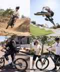 Cyclists riding with Stamp 0 Flat Pedals for MTB and BMX, showcasing control and versatility in various terrains.